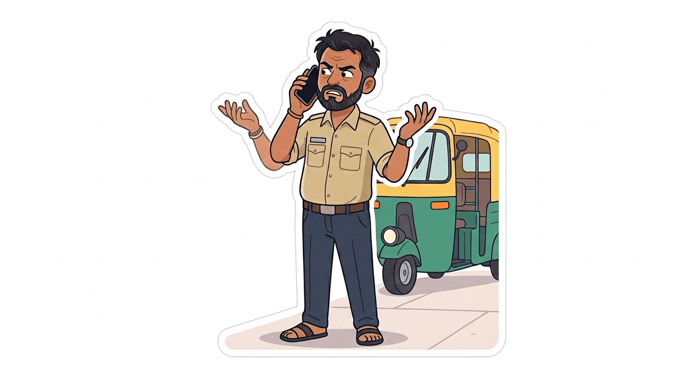 Annoyed auto driver on phone